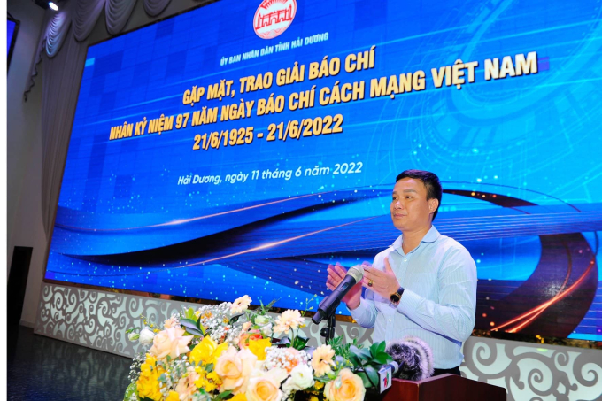 Ông Triệu Thế Hùng - Chủ tịch UBND tỉnh đã phát động Giải báo chí “Hải Dương khát vọng, phát triển”.