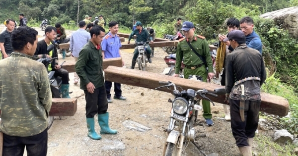 Công an huyện Tân Uyên ngăn chặn nhóm người khai thác gỗ trái phép trên rừng phòng hộ