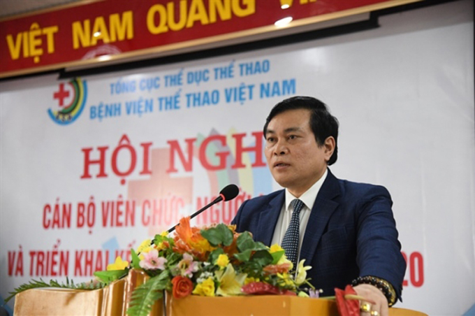 Ông Võ Tường Kha, Giám đốc Bệnh viện Thể thao Việt Nam tại hội nghị tháng 2/2020. Ảnh: Tổng cục Thể dục Thể thao