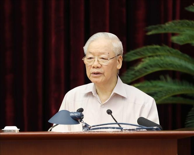 Tổng Bí thư Nguyễn Phú Trọng phát biểu chỉ đạo hội nghị. (Ảnh Phương Hoa-TTXVN)