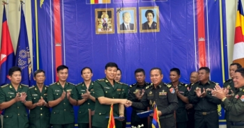 Long An: Đồn biên phòng Sông Trăng hội đàm với Tiểu đoàn Bộ đội Bảo vệ biên giới số 3 tỉnh Prey Veng