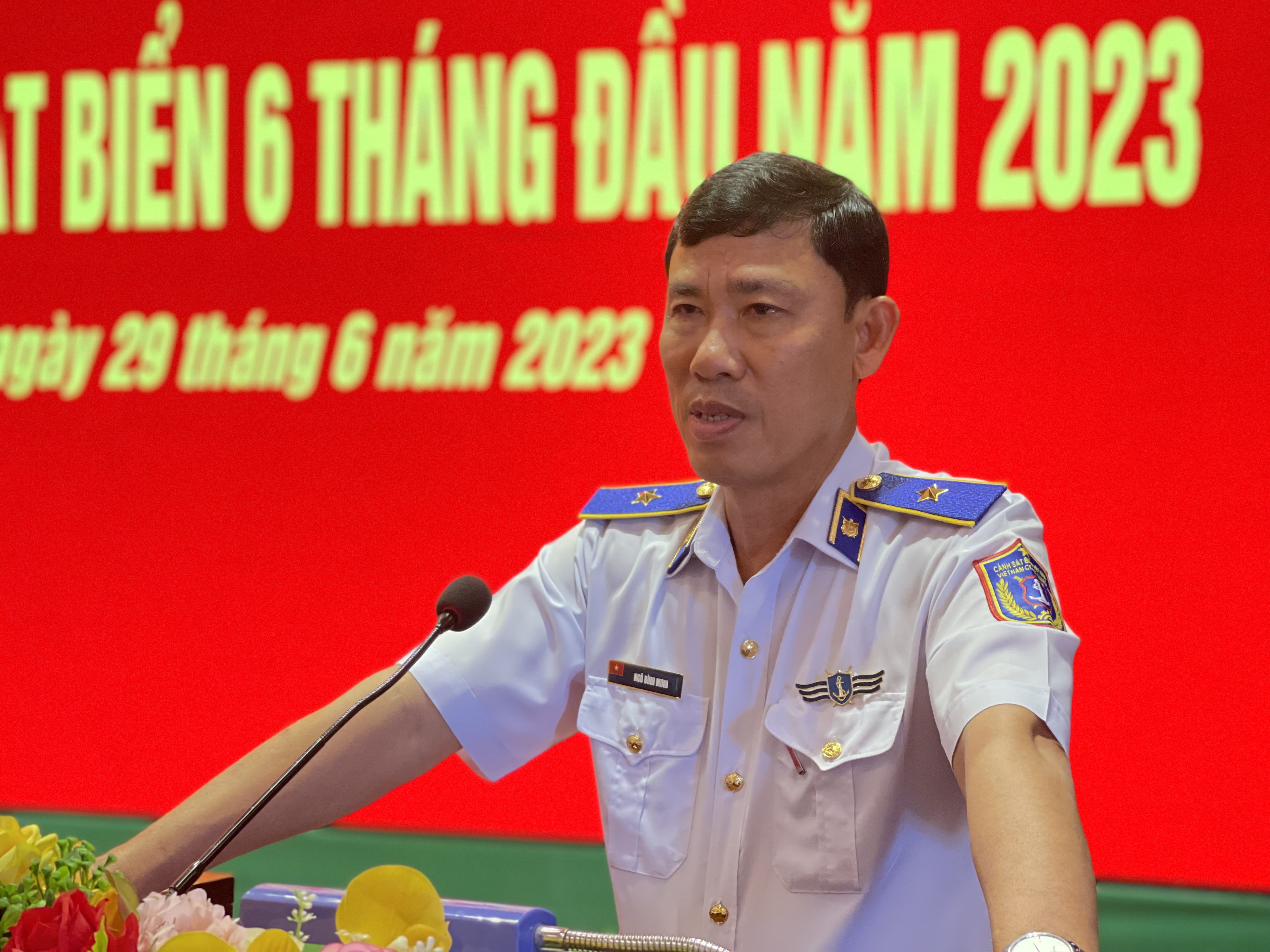 Thiếu tướng Ngô Bình Minh, Tư lệnh Vùng Cảnh sát biển 3 phát biểu kết luận Hội nghị