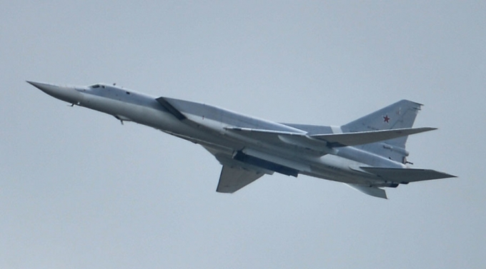 M&aacute;y bay n&eacute;m bom chiến lược Tupolev Tu-22M3. (Ảnh: RT)