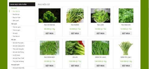 Một số sản phẩm rau hữu cơ được b&aacute;n tr&ecirc;n cửa h&agrave;ng online