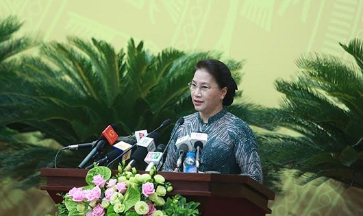 Chủ tịch Quốc hội Nguyễn Thị Kim Ng&acirc;n ph&aacute;t biểu tại Kỳ họp.