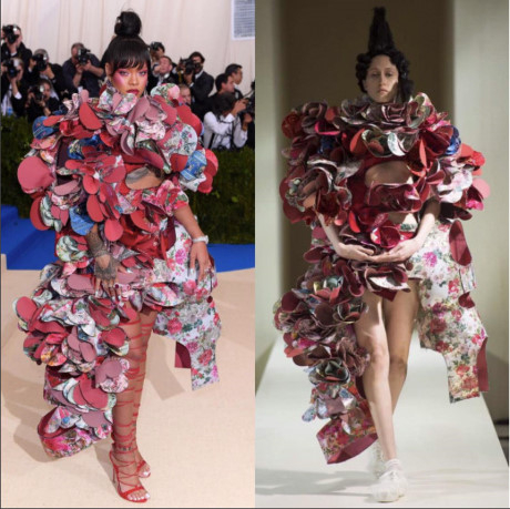 Rihanna l&agrave; ng&ocirc;i sao nổi bật nhất tại thảm đỏ của Met Gala năm nay. Với chủ đề về nghệ thuật trừu tượng trong thời trang, c&ocirc; cũng thể hiện c&aacute;ch s&aacute;ng tạo khi diện trang phục của Comme des Garcon. Những thiết kế nằm trong bộ sưu tập Haute Couture đều c&oacute; gi&aacute; đắt đỏ l&ecirc;n đến h&agrave;ng tỷ đồng.