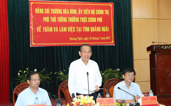 Ph&oacute; Thủ tướng Trương H&ograve;a B&igrave;nh ph&aacute;t biểu tại buổi l&agrave;m việc. Ảnh: VGP/L&ecirc; Sơn