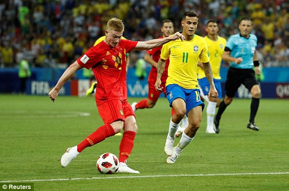 Bỉ đ&atilde; vượt qua Brazil với tỉ số 2-1 ở v&ograve;ng tứ kết. (Ảnh: Reuters)