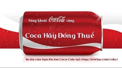 Một ảnh chế được cộng đồng mạng Việt Nam lan truyền khi vụ việc Cocacola l&aacute;ch thuế bị phanh phui.