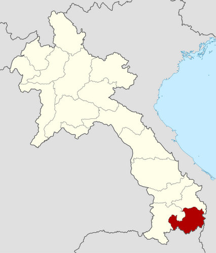 Tỉnh Attapeu t&ocirc; m&agrave;u đỏ tr&ecirc;n bản đồ. Ảnh: Wikipedia