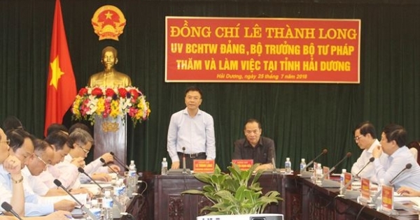 Bộ trưởng Lê Thành Long làm việc với Thường trực Tỉnh ủy Hải Dương