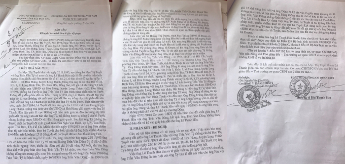 Kết quả “Xác minh đơn tố giác tội phạm” gửi bà Tuyết bằng văn bản số 228/BC – PC45 ngày 09/05/2014 của cơ quan CSĐT tỉnh Đồng Nai.
