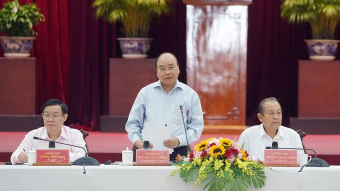 Thủ tướng Nguyễn Xuân Phúc chủ trì cuộc làm việc của Tiểu ban Kinh tế-Xã hội Đại hội Đảng XIII với các địa phương vùng ĐBSCL và TPHCM. Ảnh: VGP/Quang Hiếu