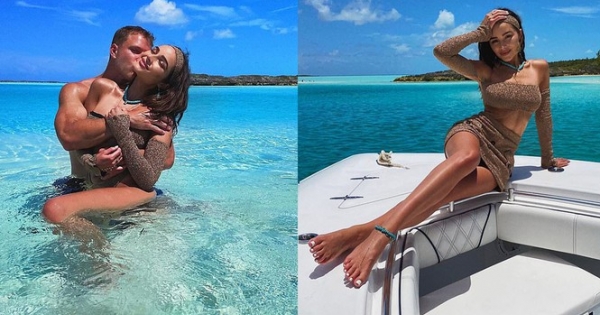 Hoa hậu Olivia Culpo tình tứ cùng bạn trai trên bờ biển