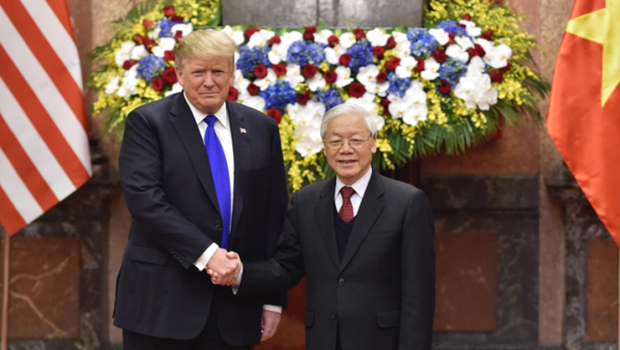 Tổng Bí thư, Chủ tịch nước Nguyễn Phú Trọng tiếp và hội đàm với Tổng thống Donald Trump vào tháng 2/2019.