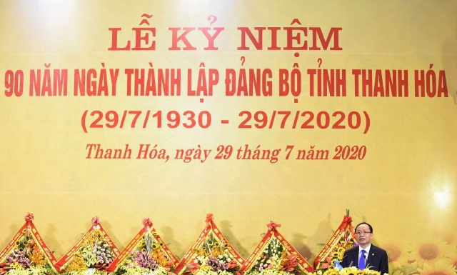 Bí thư tỉnh ủy Trịnh Văn Chiến phát biểu khai mạc lễ kỷ niệm