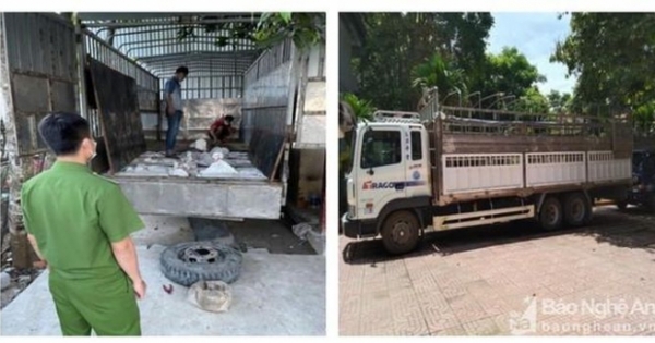 Xe tải vận chuyển trái phép 12 tấn quặng thiếc bị bắt giữ ở Nghệ An