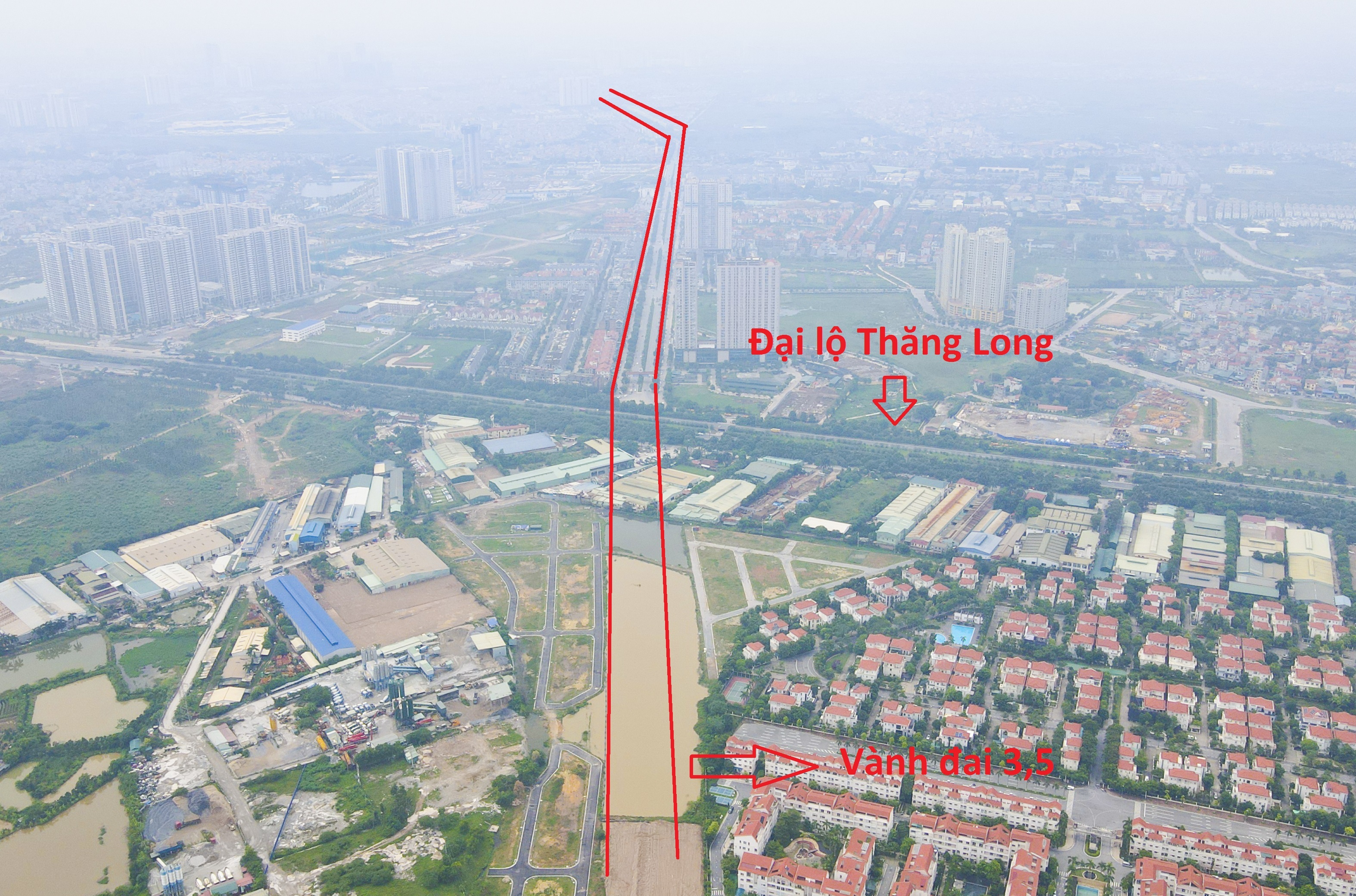 Tuyến đường vành đai 3,5 đoạn qua địa bàn huyện Hoài Đức có điểm đầu tiếp giáp nút giao với Đại lộ Thăng Long. Ảnh Dân Trí