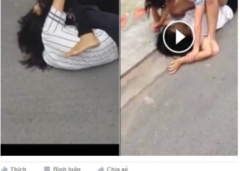 TP HCM: Phẫn nộ 2 clip nữ sinh đánh nhau "điên cuồng" trước sự cổ vũ của người quay