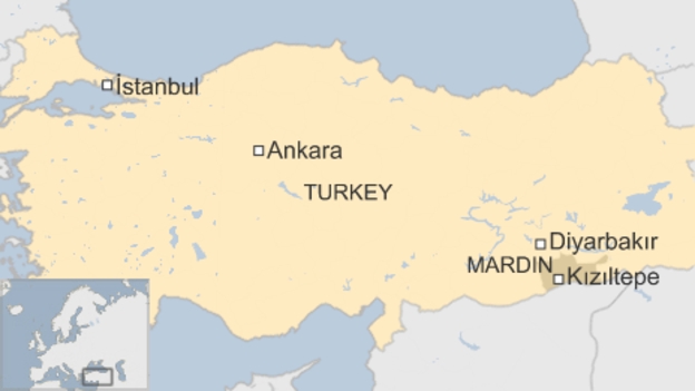 Vị tr&iacute; 2 vụ đ&aacute;nh bom đều nằm ở ph&iacute;a đ&ocirc;ng nam Thổ Nhĩ Kỳ. (Ảnh: BBC)