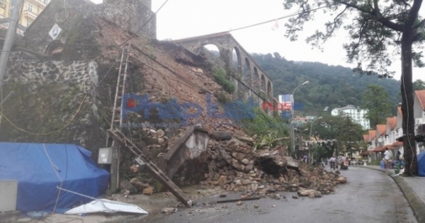 Chùm ảnh: Cận cảnh 1 góc Nhà thờ đá cổ Tam Đảo bị sụt lún gây nguy hiểm