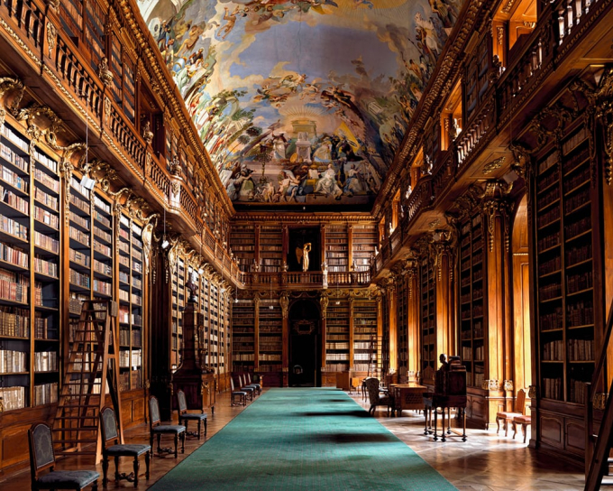 Thư viện Strahovsk&aacute; Knihovna, Praha, CH S&eacute;c: Đ&acirc;y l&agrave; thư viện c&oacute; hai sảnh.