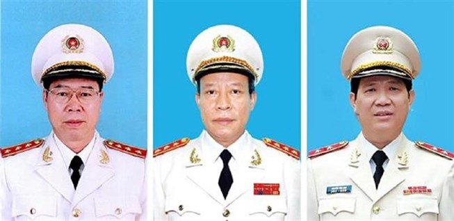 Thượng tướng B&ugrave;i Văn Nam, Thượng tướng L&ecirc; Qu&yacute; Vương v&agrave; Trung tướng Nguyễn Văn Sơn (từ tr&aacute;i qua). (Ảnh: Bộ C&ocirc;ng an)