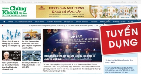 Báo điện tử Thời báo Chứng khoán Việt Nam thông báo tuyển dụng