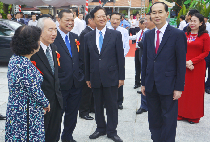 Chủ tịch nước Trần Đại Quang v&agrave; c&aacute;c đại biểu nguy&ecirc;n l&atilde;nh đạo Đảng, nh&agrave; nước tại buổi lễ