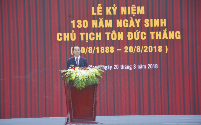 Chủ tịch nước Trần Đại Quang ph&aacute;t biểu tại buỗi lễ.