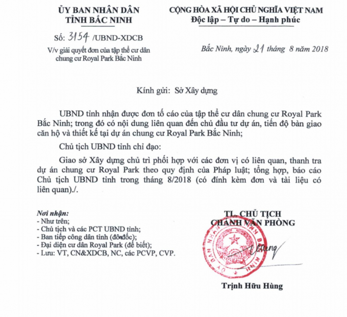 Văn bản số 3154 do UBND tỉnh Bắc Ninh ban h&agrave;nh.