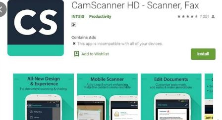 Ứng dụng CamScanner PDF (ảnh chụp màn hình).