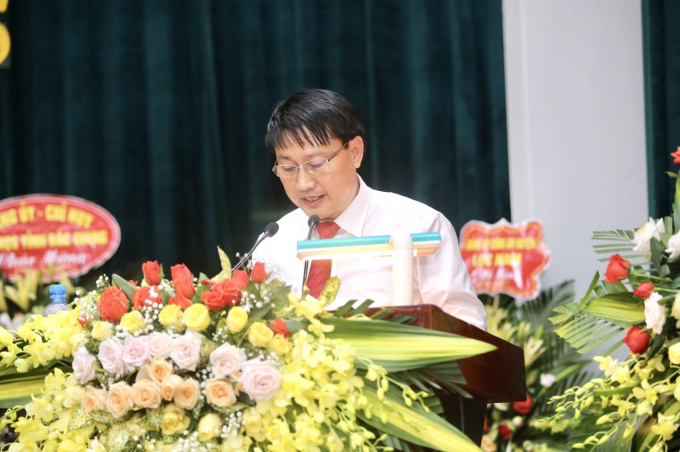 Phó Bí thư Huyện ủy, Chủ tịch UBND huyện Lục Nam Đặng Văn Nhàn phát biểu tại đại hội.