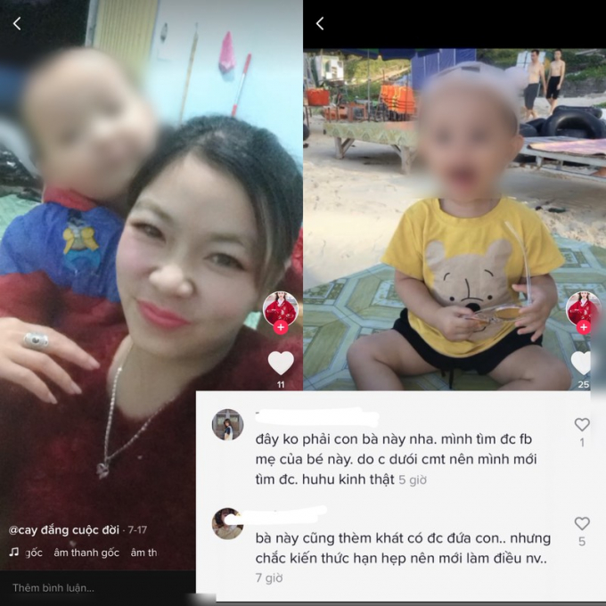 Hình ảnh những em bé được nghi phạm đăng lên tài khoản TikTok.