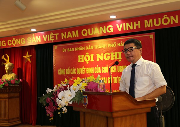 Tân Giám đốc Sở Tư pháp Đỗ Đại Dương phát biểu tại hội nghị.
