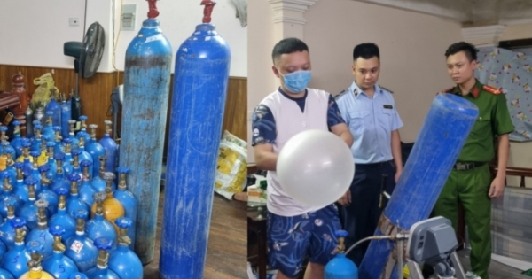 Thu giữ gần 200 bình khí cười tại quận Thanh Xuân