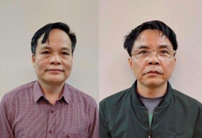 Từ trái sang: ông Lâm Văn Tuấn và Phan Huy Văn (Ảnh: Bộ Công an).