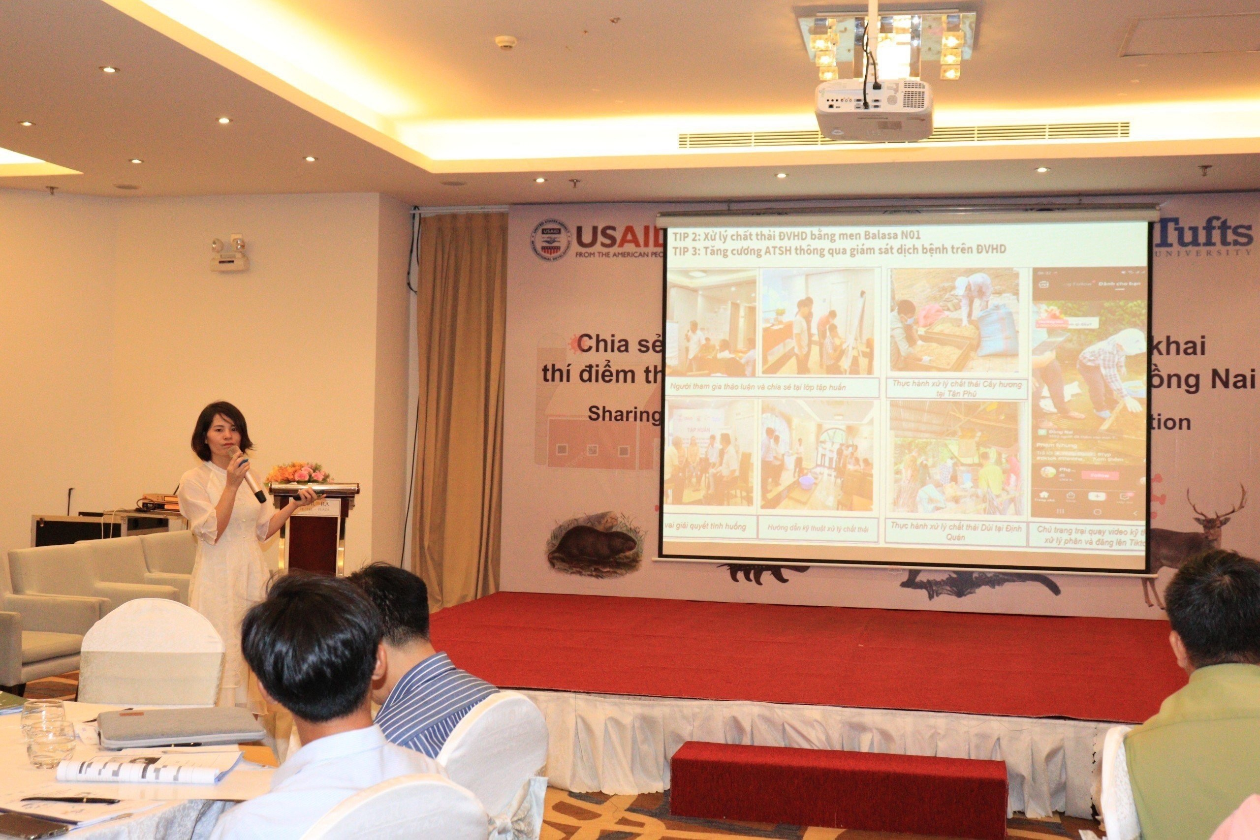 Bà Nguyễn Thị Ngọc Hà, Trưởng nhóm điều phối dự án, Trường Đại học Y tế Công cộng giới thiệu về dự án STOP Spillover.
