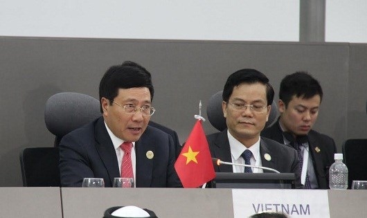 Ph&oacute; Thủ tướng, Bộ trưởng Ngoại giao Phạm B&igrave;nh Minh tại Hội nghị.