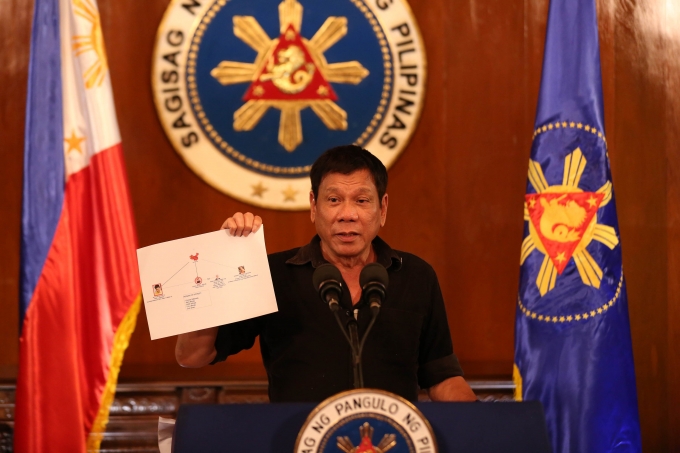 Tổng thống Duterte c&ocirc;ng bố danh s&aacute;ch những quan chức Philippines li&ecirc;n quan tới việc bu&ocirc;n b&aacute;n ma t&uacute;y bất hợp ph&aacute;p. (Ảnh: Inquirer)