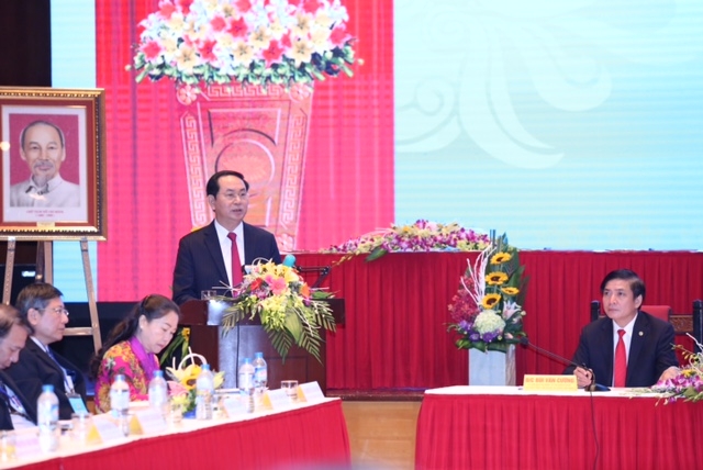Chủ tịch Nước Trần Đại Quang ph&aacute;t biểu trong buổi k&yacute; kết.