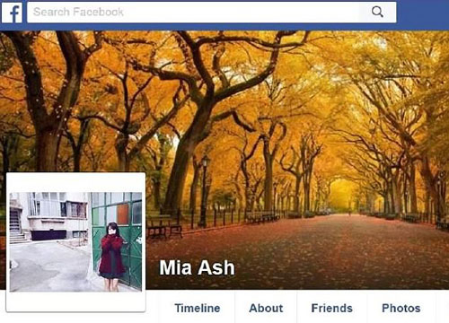 Trang Facebook của nh&acirc;n vật tự xưng l&agrave; Mia Ash Ảnh: DAILY MAIL