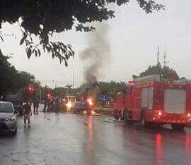 Thực hư xe tải bị sét đánh cháy ngùn ngụt ở Hưng Yên