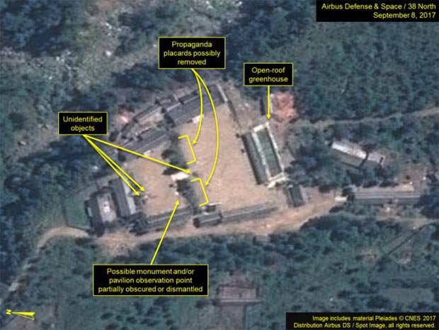 Ảnh chụp vệ tinh tại b&atilde;i thử hạt nh&acirc;n Punggye-ri. (Ảnh: 38North)