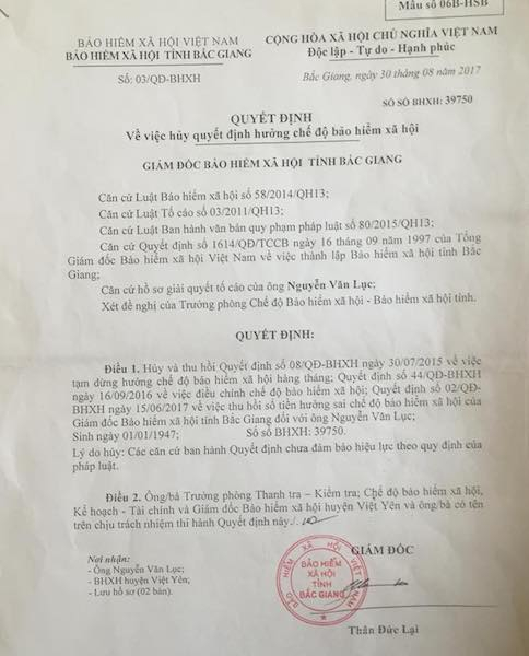 TAND tỉnh Bắc Giang tiếp tục nhận đơn khởi kiện của c&ocirc;ng d&acirc;n kiện Gi&aacute;m đốc BHXH Bắc Giang
