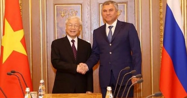 Tổng Bí thư Nguyễn Phú Trọng hội kiến Chủ tịch Duma Quốc gia Nga