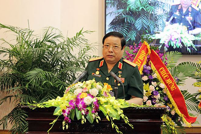 Đại tướng Ph&ugrave;ng Quang Thanh ph&aacute;t biểu tại buổi lễ.