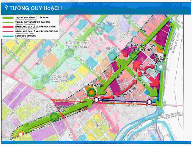 &Yacute; tưởng quy hoạch trục đi bộ c&oacute; c&acirc;y xanh ở khu l&otilde;i trung t&acirc;m TPHCM của Sở Quy hoạch - Kiến tr&uacute;c.