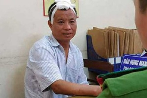 Đối tượng Nguyễn Văn Tiến tại cơ quan C&ocirc;ng an.
