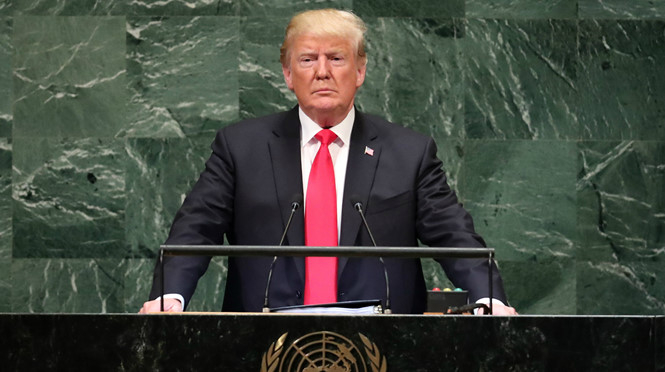 Tổng thống Mỹ Donald Trump ph&aacute;t biểu tại Đại Hội đồng Li&ecirc;n Hợp Quốc. Ảnh: Reuters